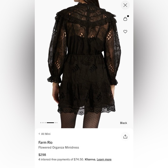FARM Rio Black Lace Knee-Length Dress - Picture 2 of 3